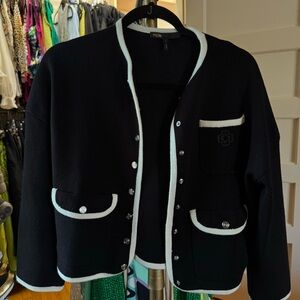 Maje contrasting-trim wool blend cardigan